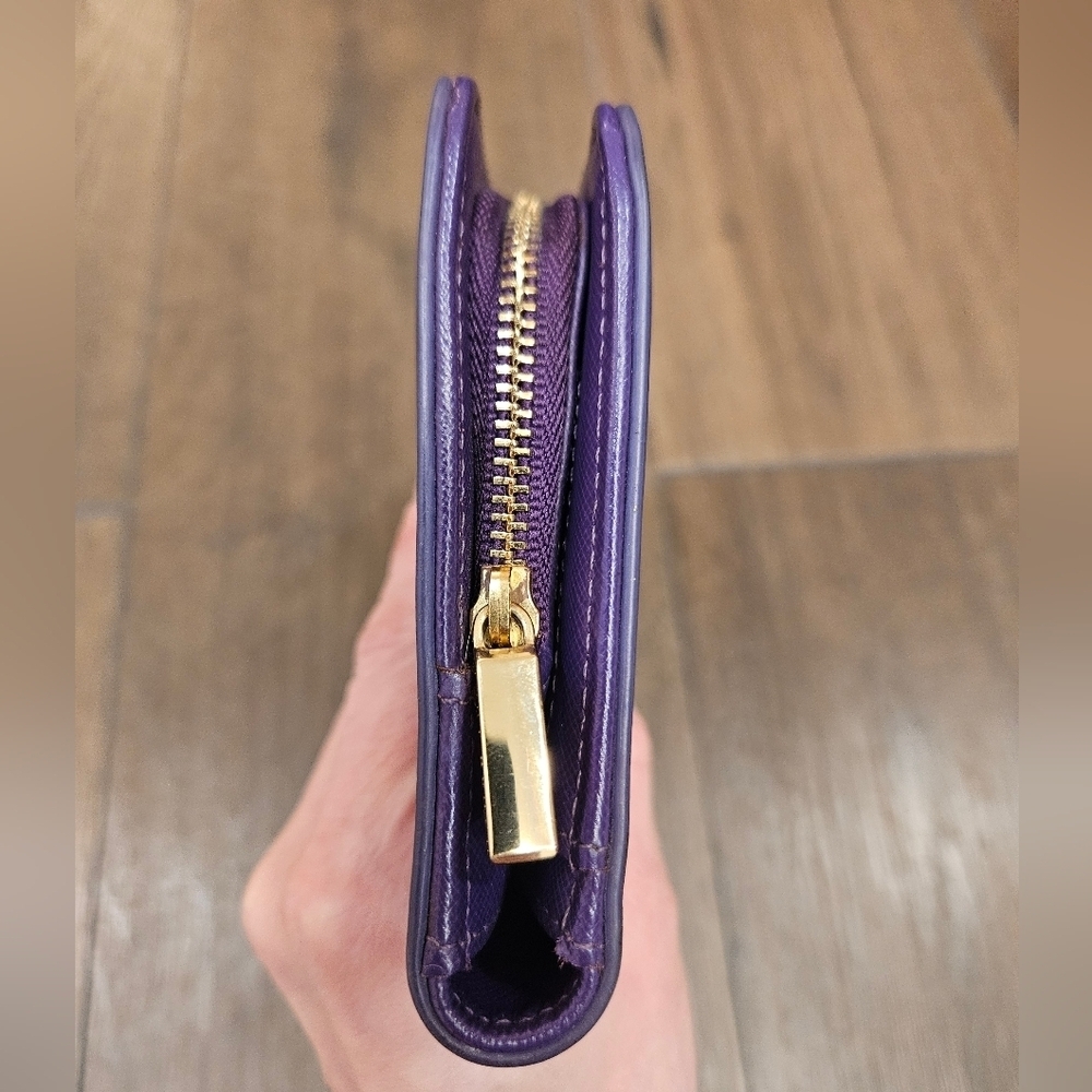 Tory Burch Long Dual Snap Purple Wallet + Chain & Branded Dustbag - Picture 4 of 16